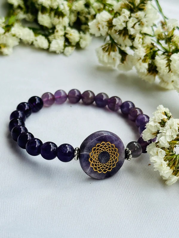 Natural Stone Amethyst Crown Chakra Bracelet